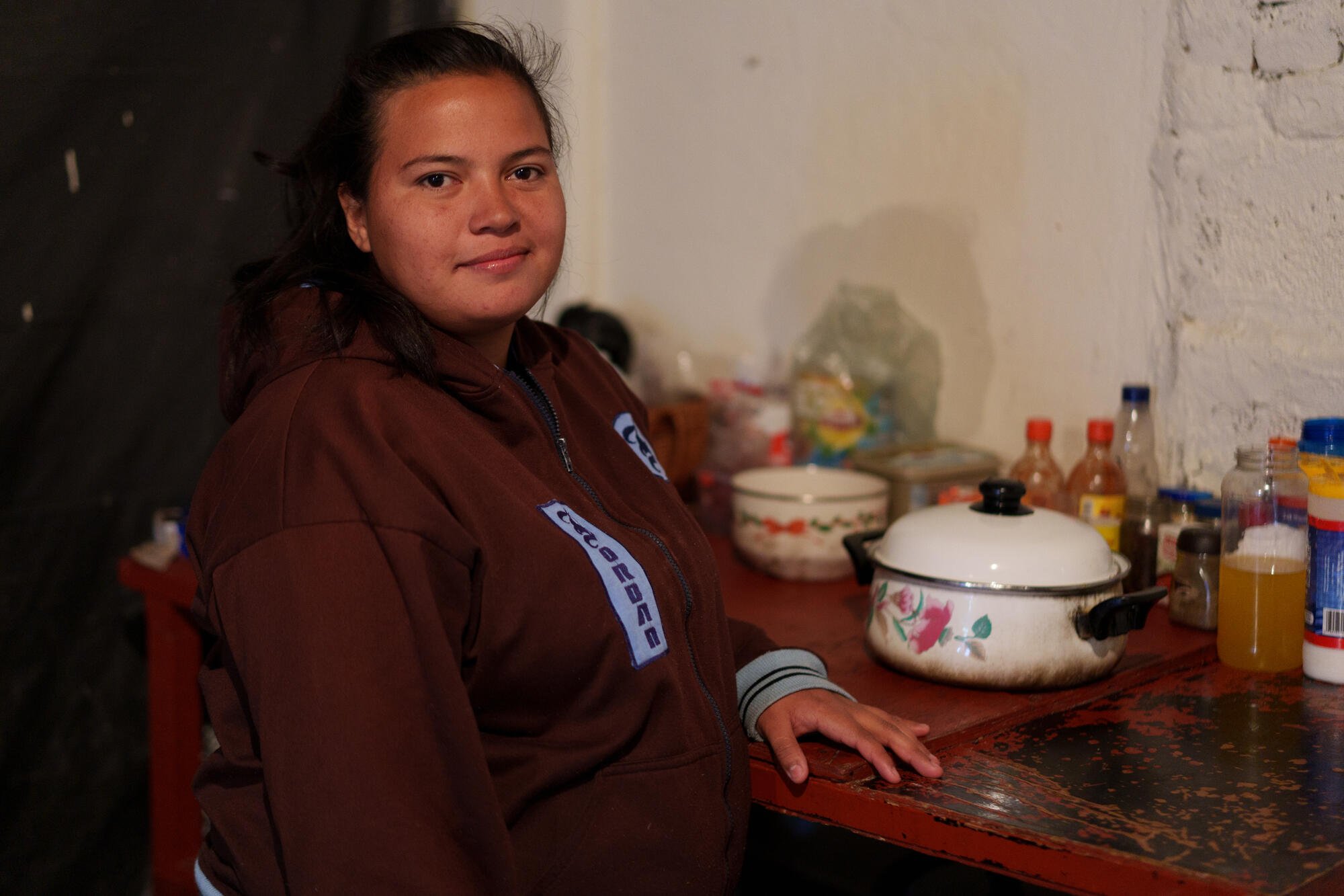 Natalia faces the camera